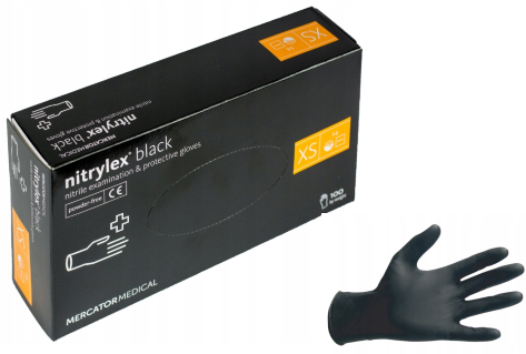 Перчатки нитриловые неопудренные Nitrylex Black, размер XS, 100 шт Перчатки нитриловые неопудренные Nitrylex Black, размер XS, 100 шт